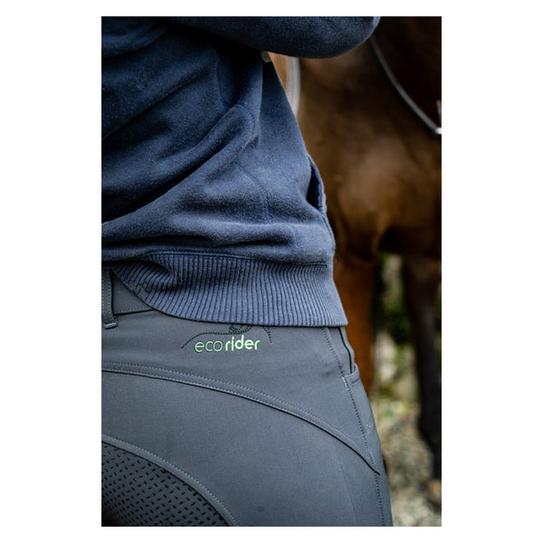 Close up of EcoRider Bamboo Competition Breeches in Navy