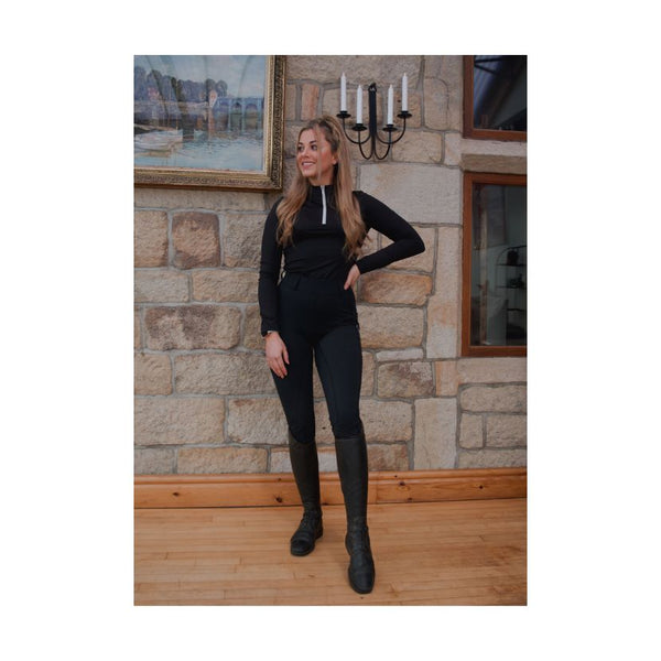 Lady wearing Cameo Core Collection Tights in Black
