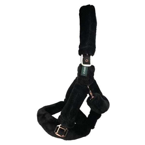 Cameo Deluxe Fur Headcollar in Black/Rosegold