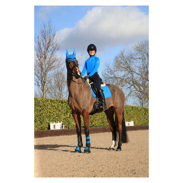Hy Sport Active Brushing Boots in jewel blue with matching horse and rider wear