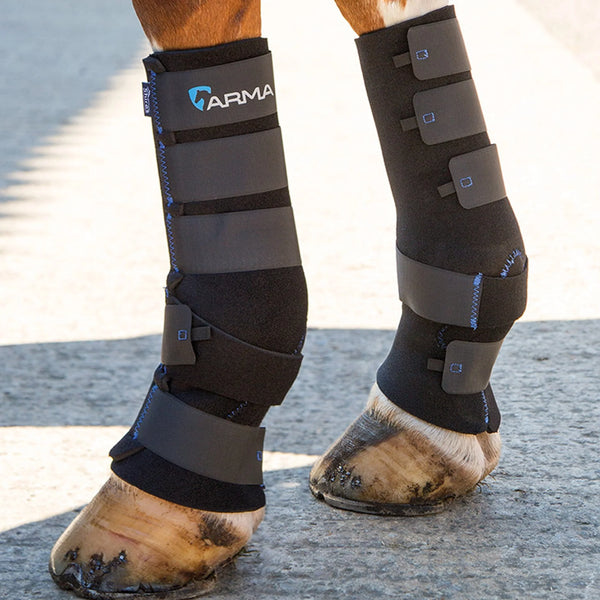 Horse wearing ARMA Deluxe Mud Socks