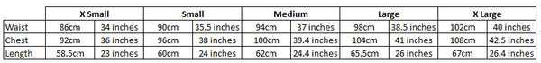Size guide for Silva Flash Reflective Gilet by Hy Equestrian