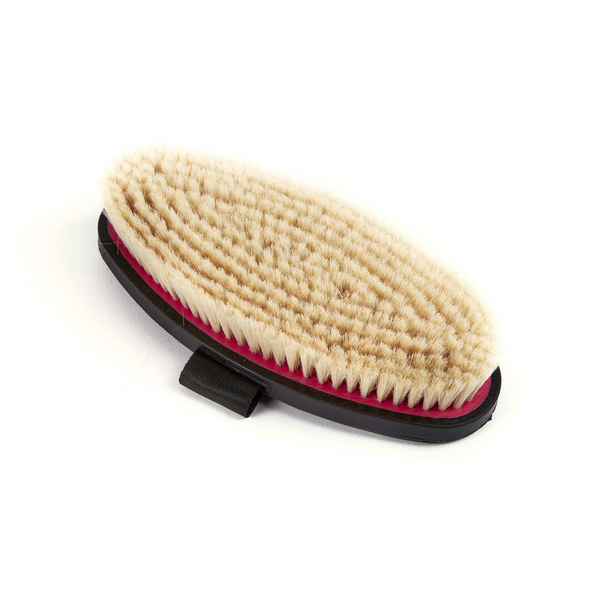 Underside of Ezi-Groom Body Brush with Goat Hair in Bright Pink