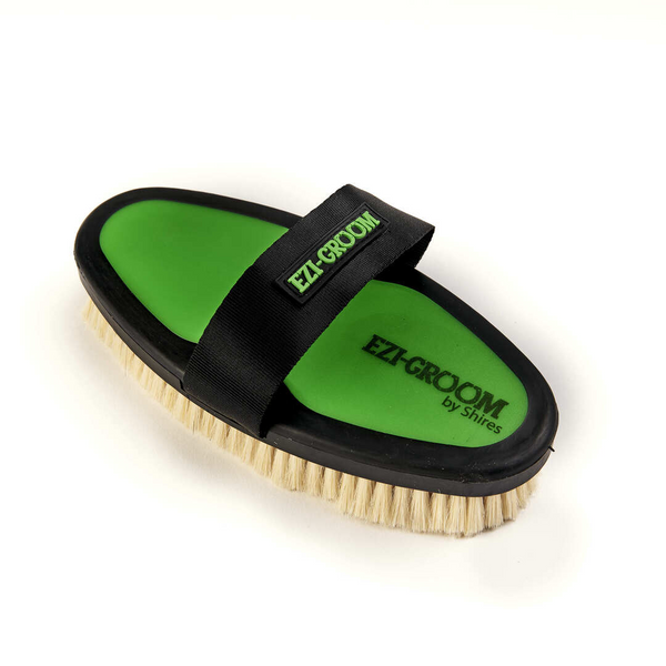 Ezi-Groom Body Brush with Goat Hair in Lime Green