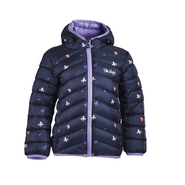 Front view of Tikaboo Padded Coat in Unicorn