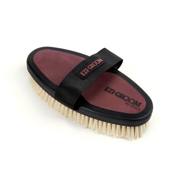 Ezi-Groom Body Brush with Goat Hair in Burgundy