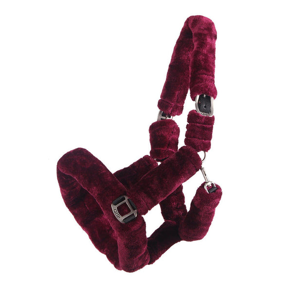 Cameo Deluxe Fur Headcollar in burgundy