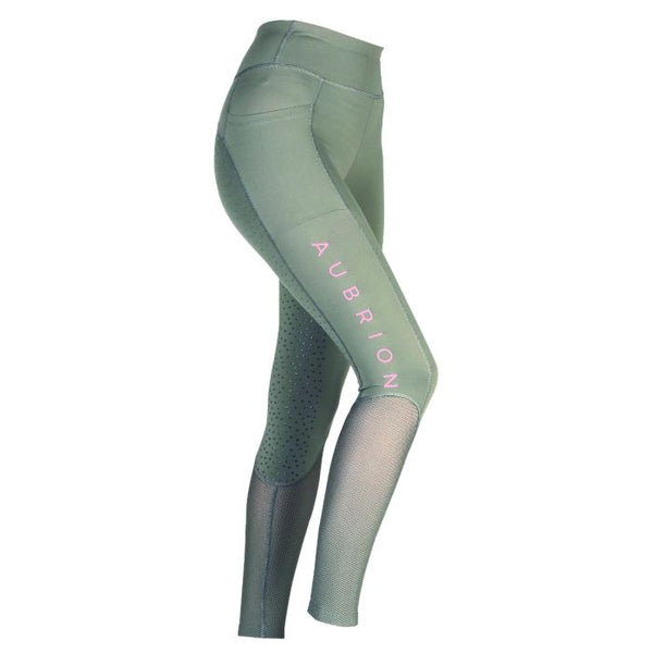 Aubrion Rhythm Mesh Riding Tights in Olive