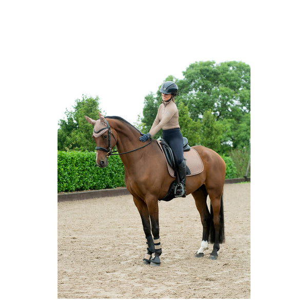 Hy Sport Active Brushing Boots in desert sand with matching horse and rider wear