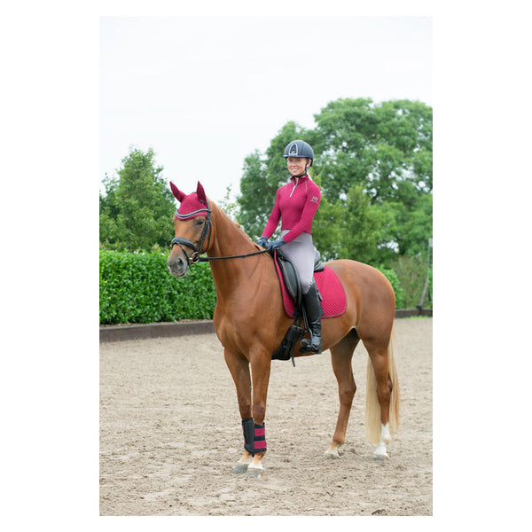 Hy Sport Active Brushing Boots in vivid merlot with matching horse and rider wear