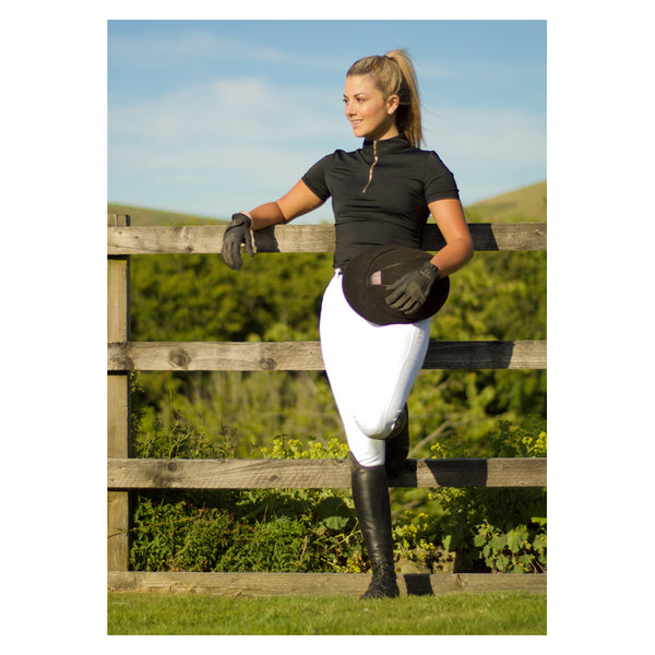 Lady wearing Cameo Competition Riding Glove