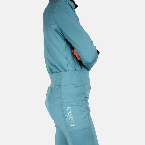 Side view of Cameo Core Collection Baselayer Junior in Cloud blue