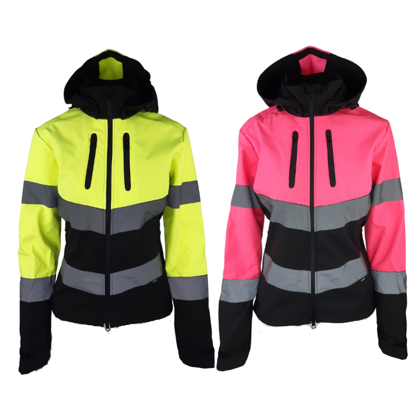 Front view of Cameo Performance Hi Viz Jackets in Yellow and Pink