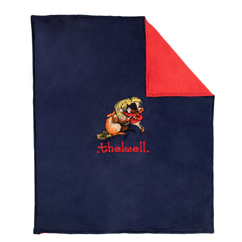 Hy Equestrian Thelwell Collection Fleece Blanket in Navy/Red