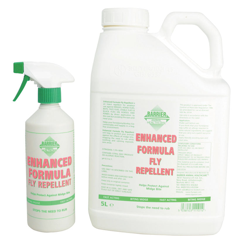 Barrier Enhanced Formula Fly Repellent 500ml spray and 5l refill