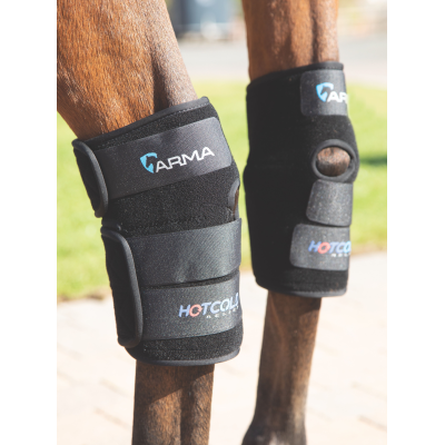 ARMA Hot/Cold Joint Relief Boots being used on hocks