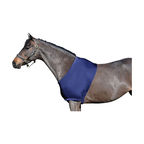 Horse wearing Supreme Products Lycra vest in navy.