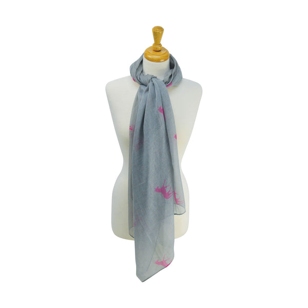 Hy Equestrian Unicorn Print Scarf in grey and pink