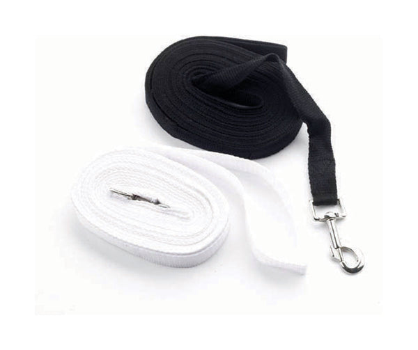 Hy Equestrian Cotton Lunge Rein in black and white