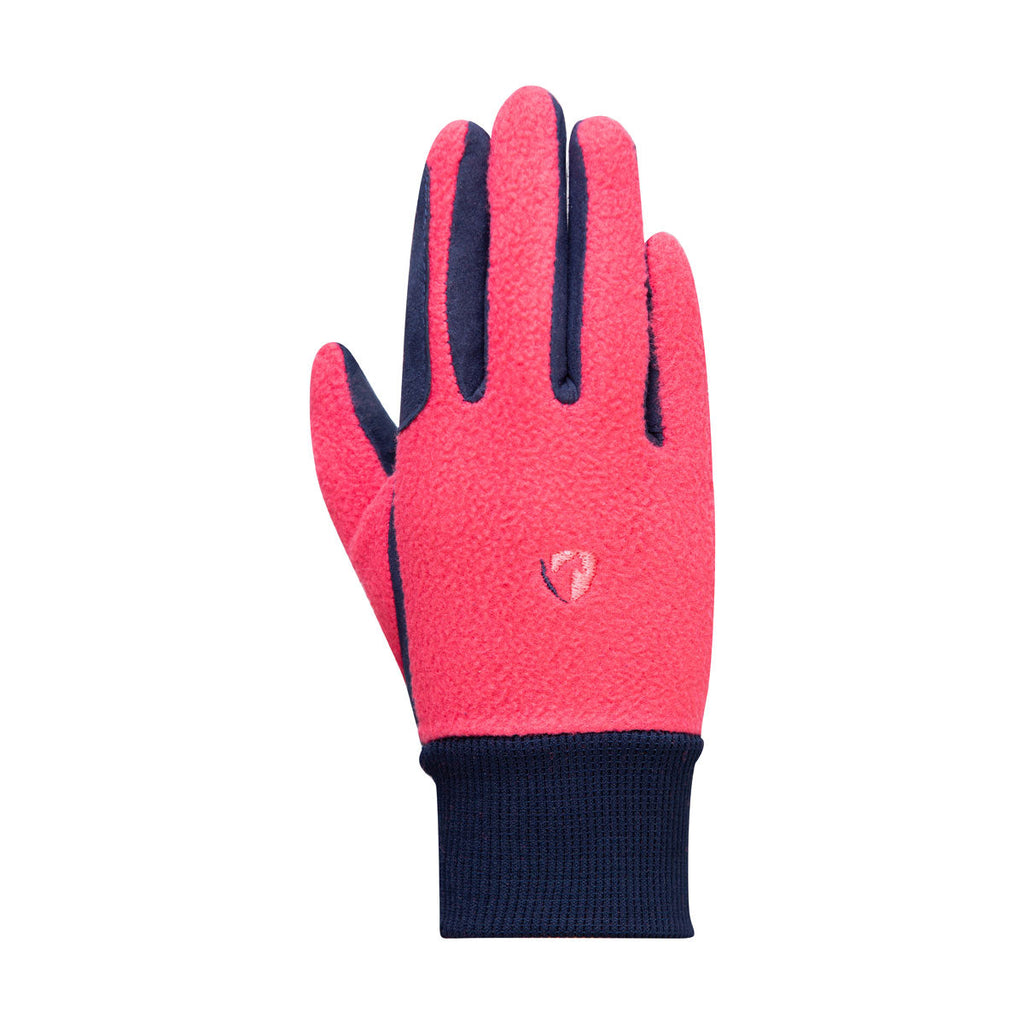 Hy Equestrian Children's Winter Two Tone Riding Gloves in navy and raspberry