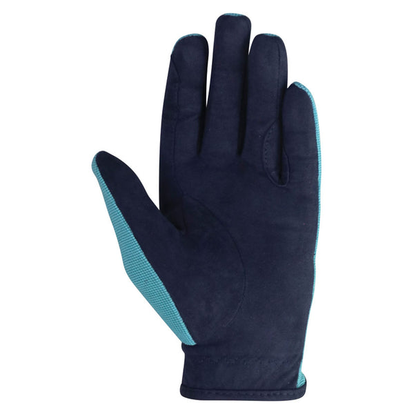 Hy Equestrian Belton Children’s Riding Gloves palm view teal
