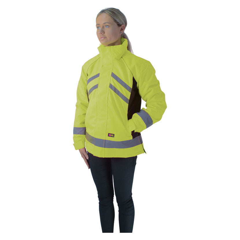Front view of HyVIZ Waterproof Riding Jacket in yellow