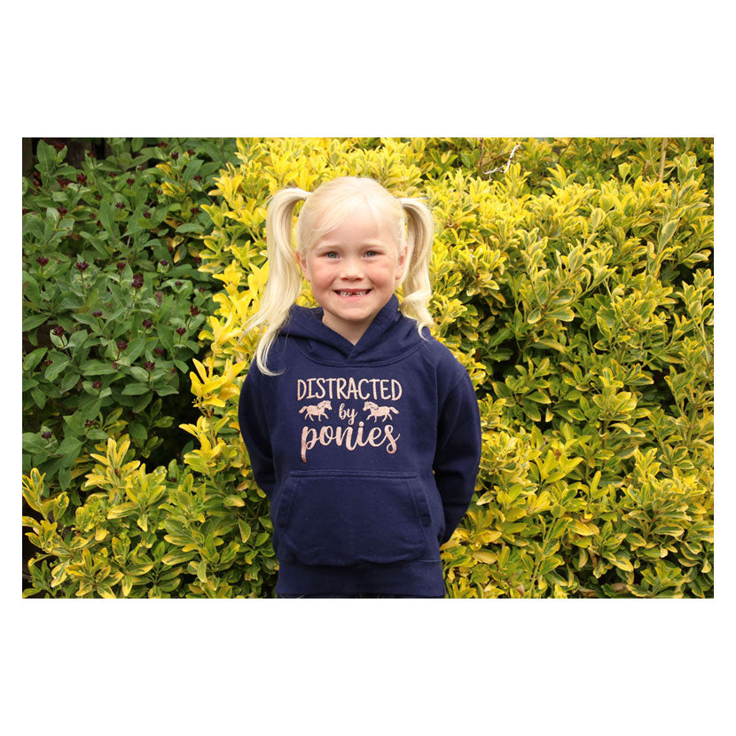 British Country Collection Distracted by Ponies Glitter Hoodie