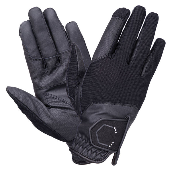 Coldstream Next Generation Blakelaw Diamante Riding Gloves in Black and Silver