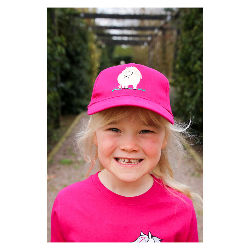 Child wearing British Country Collection Children's Fat Pony Baseball Cap in pink