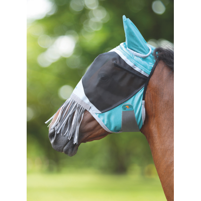 FlyGuard Pro Deluxe Fly Mask with Nose Fringe - Green