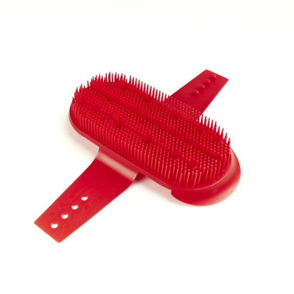 EZI-GROOM Plastic Curry Comb in Red